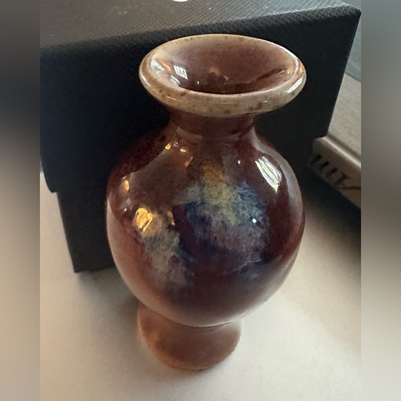 Artisan Signed Studio Pottery Bud Vase Glazed Luster Finish OOAK handmade Shino - Picture 6 of 10